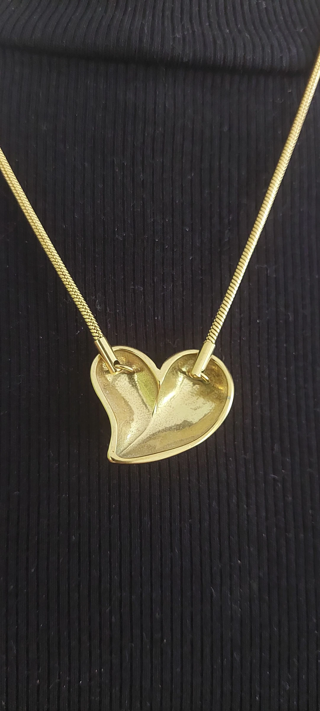 Vergulde Hart Ketting van Roestvrij Staal (S. Steel) – Snake Stijl / Ronde Schakel ✨ – photo 4